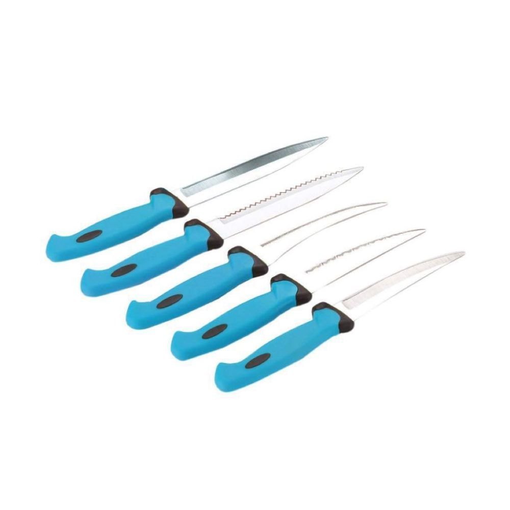 Blue & Silver Stainless Steel Knife Set, For Kitchen