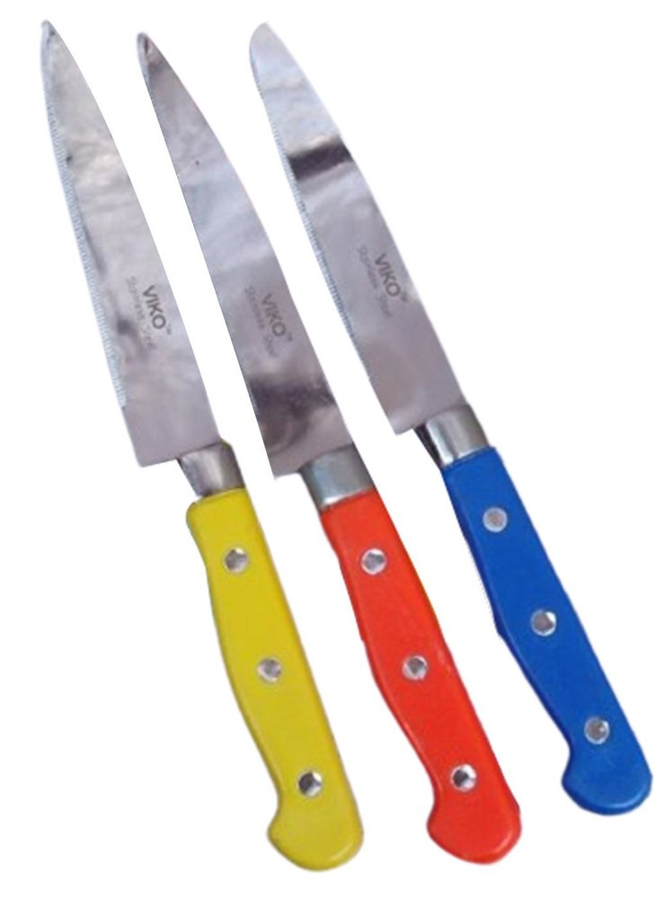 Orange And Silver Yellow Blue Plastic And Stainless Steel Rocket Kitchen Knife