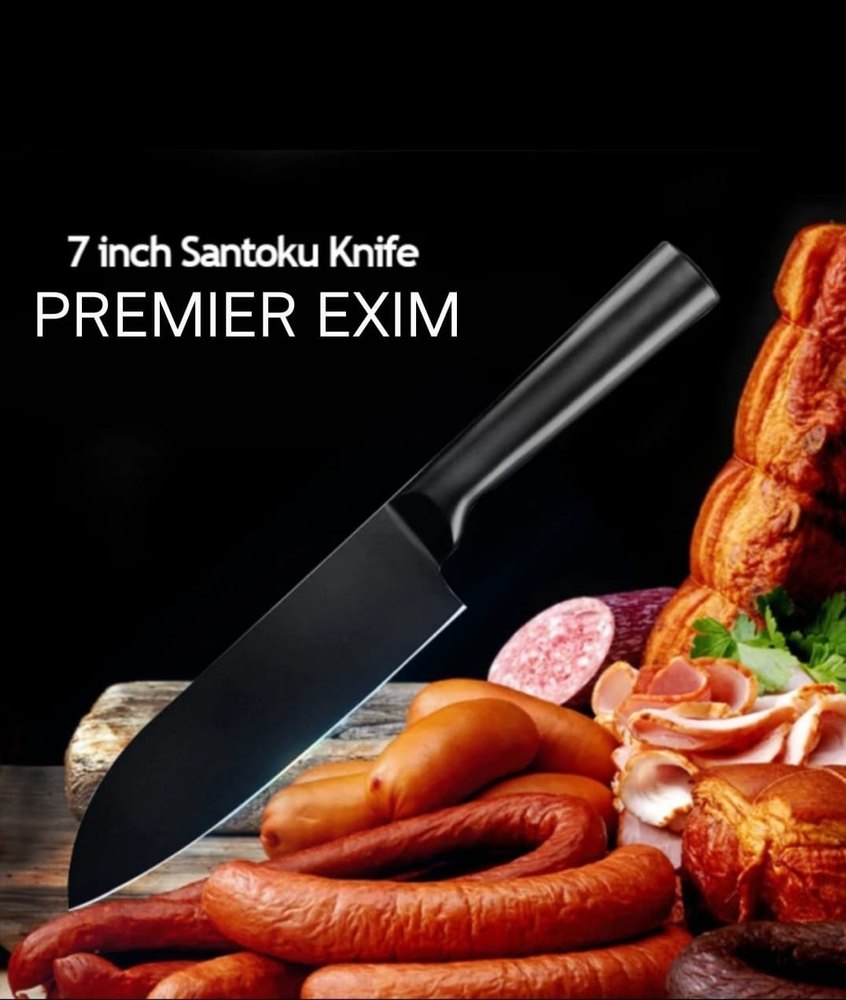 PE Black 3 Pcs Kitchen Chopping Knife Set High Carbon Stainless Steel, For Chef Knives