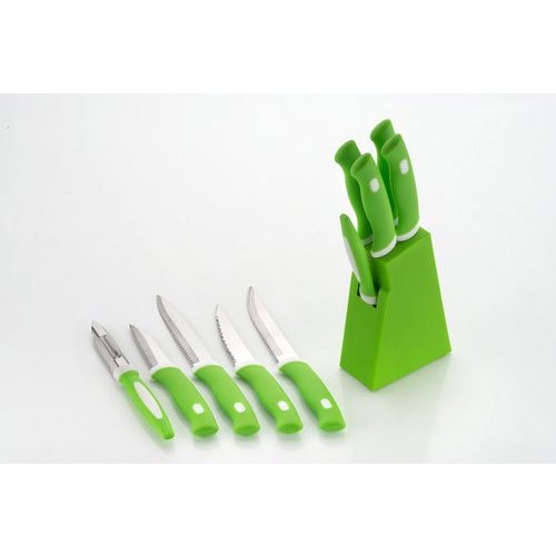 Ngor Green 6 Pieces Plastic Handle Knife Set