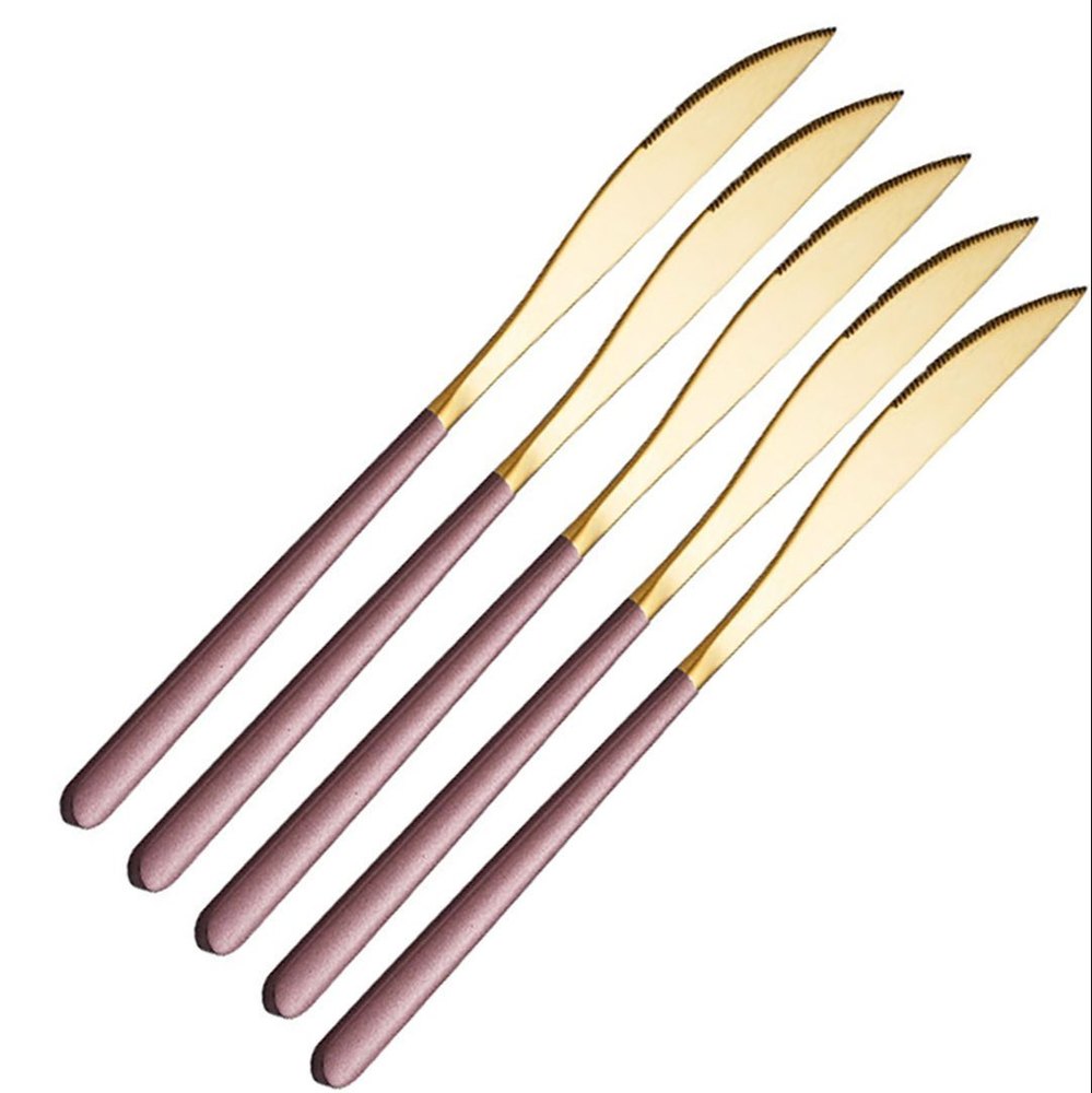 Golden And Purple Stainless Steel Kitchen Cutlery Steak Knife