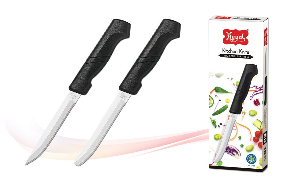 Mirror Polish Pp & Stainless Steel Royal Black Handle Steak Knife, For Vegetable And Meat Cutting