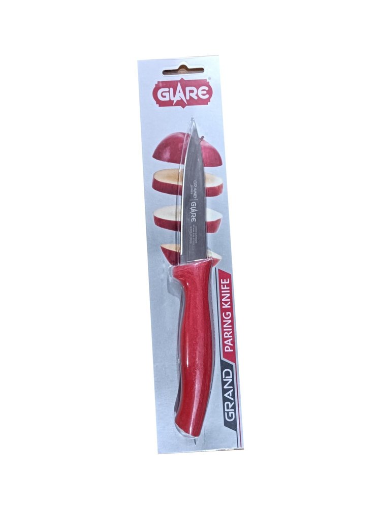 Red and Silver Stainless Steel Glare Grand Paring Knife, For Kitchen