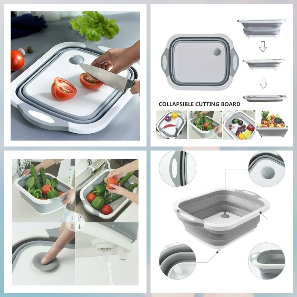 Plastic White 3 in 1 Siliconne Chopping Board