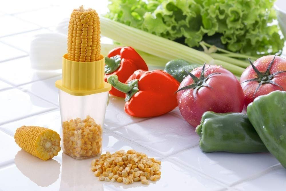 Multicolor Plastic DELUXE CORN CUTTER WITH GLASS, For Kitchen