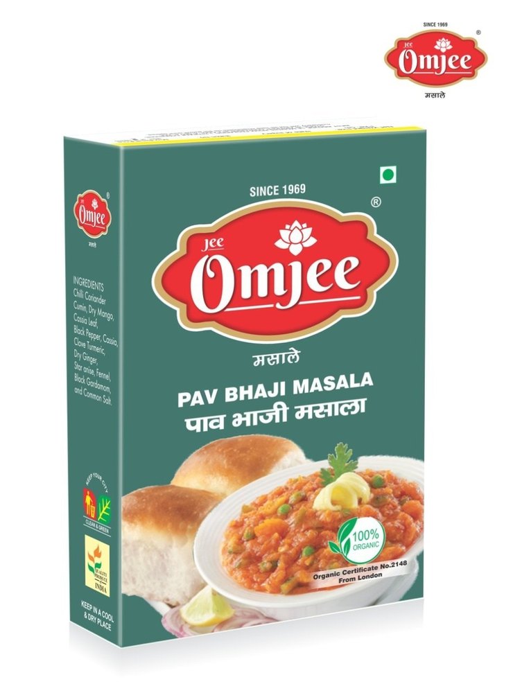 Sambar Powder OmJee Pav Bhaji Masala 100 Gm, Packaging Type: Box