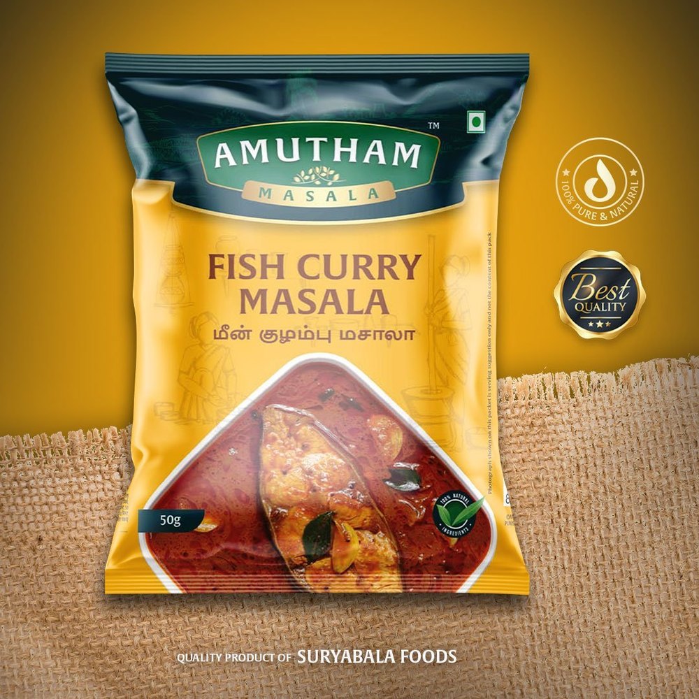 Amutham Fish Curry Masala, Packaging Size: 20g, 50g, Packaging Type: Packets