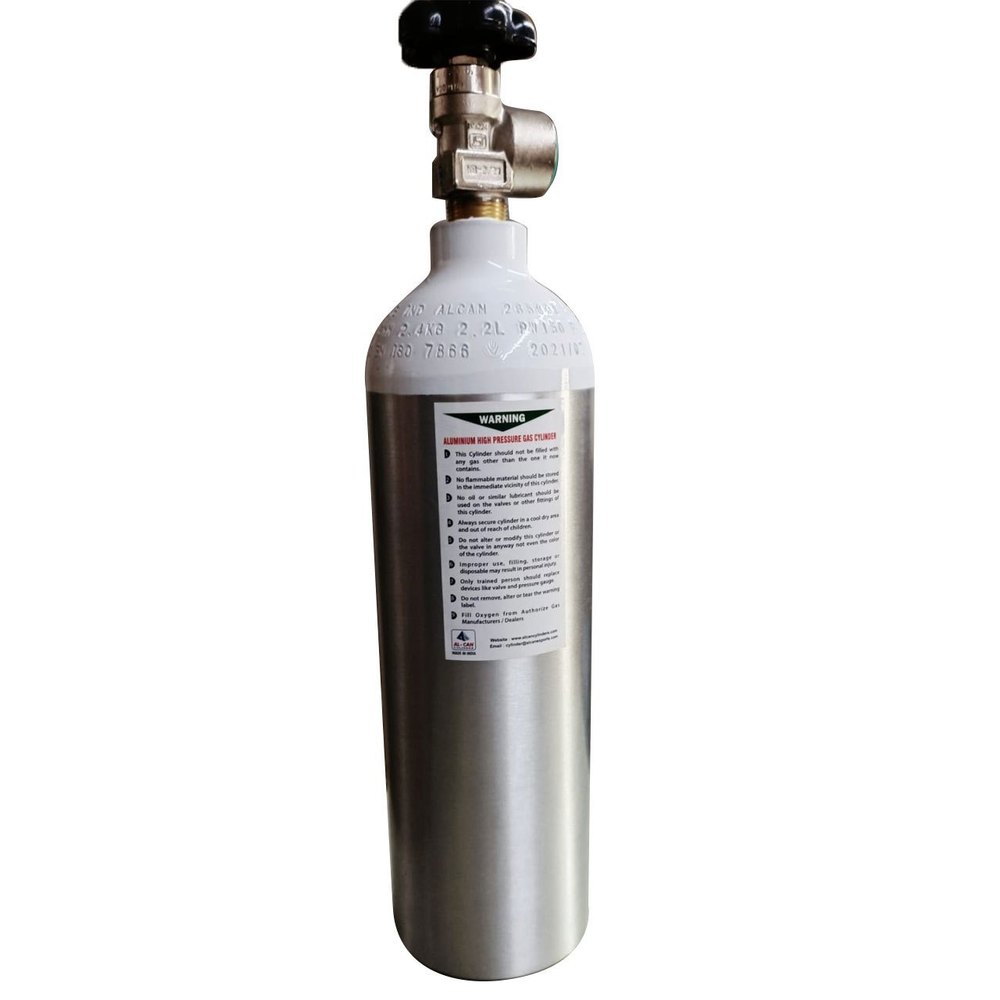 Al-Can Stainless Steel Aluminium High Pressure Gas Cylinder, 60 Psi, 7 Litre