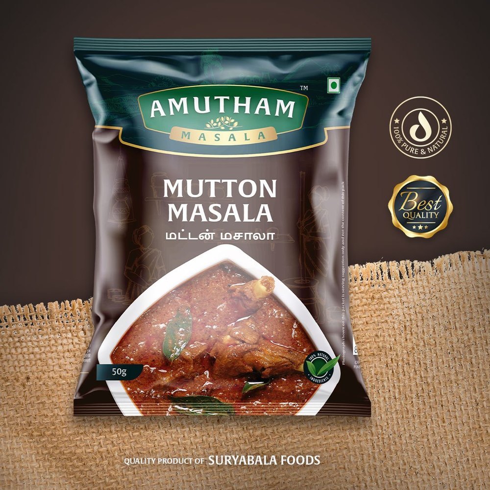 Amutham Mutton Masala, Packaging Type: Packets