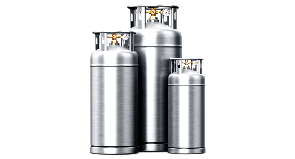 Stainless Steel Cryogenic Gas Cylinder, 492.3 Psia (33.5 Atm), 180