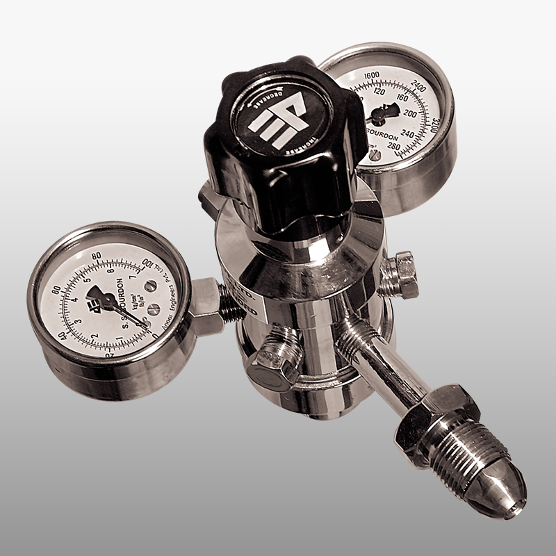 Aneer, Esab .High-Tech Stainless Steel, Brass Gas Regulator (O2, N2, Ar, H2, CO2, He, Air, Medical setup, LPG)