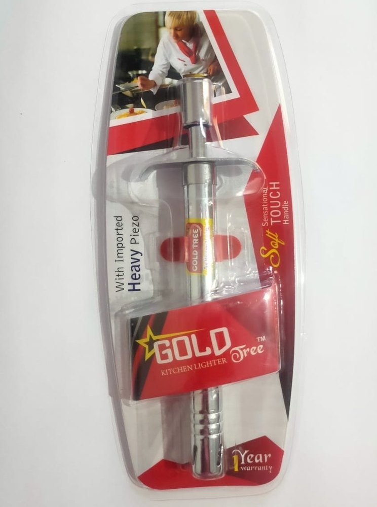 Silver Gold Tree Stainless Steel Gas Lighter, For Home