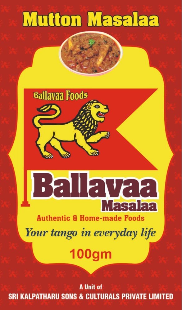 Ballavaa Foods Mutton Masala Powder, Packaging Size: 100 g, Packaging Type: Box