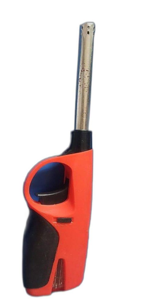 Orange And Black(handle) Plastic And Stainless Steel Flame Refillable Gas Lighter, For Kitchen