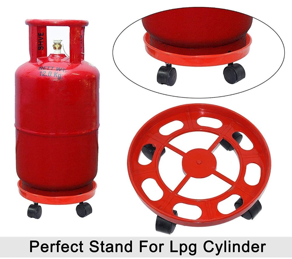 Gas Cylinder Stands, LPG Cylinder Trolley Easily Movable Stand with Wheels, Gas Cylinder Stand