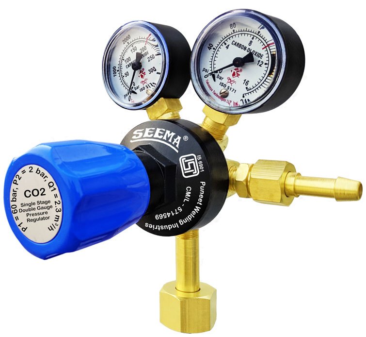 Forged Brass SEEMA Single Stage Carbon Dioxide Gas Pressure Regulator, For Industrial