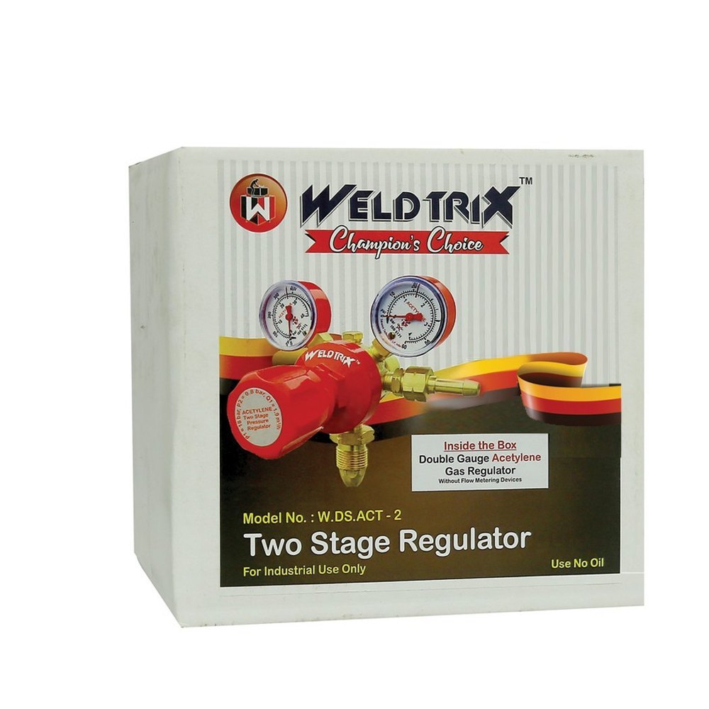 weldtrix Brass Double Stage Double Meter Acetylene Regulator, For Industrial