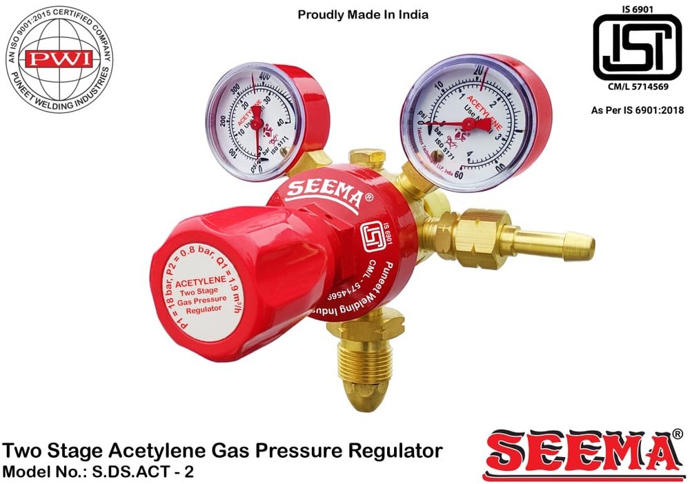 Seema Forged Brass Two Stage Acetylene Gas Regulator