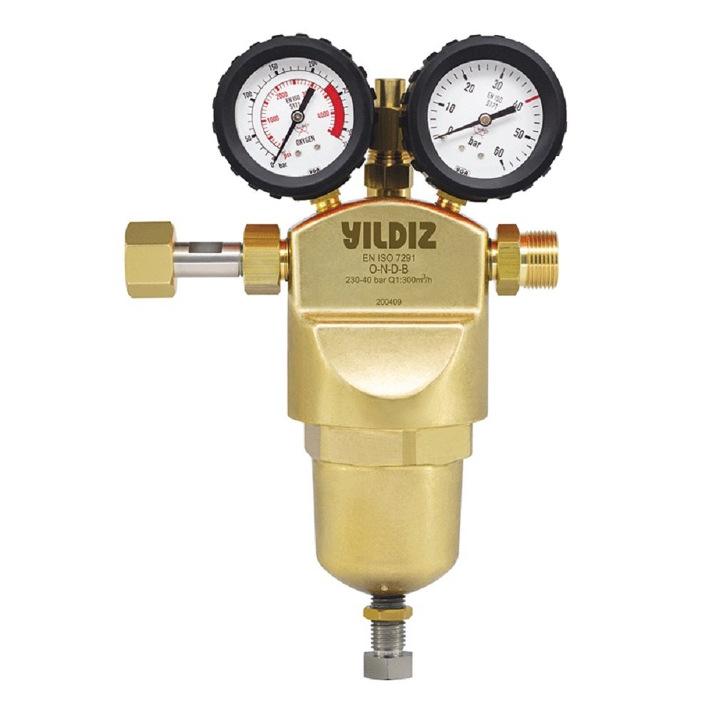 Yildiz Alloy Oxygen High Pressure - High Flow Pressure Regulator - 40 Bar