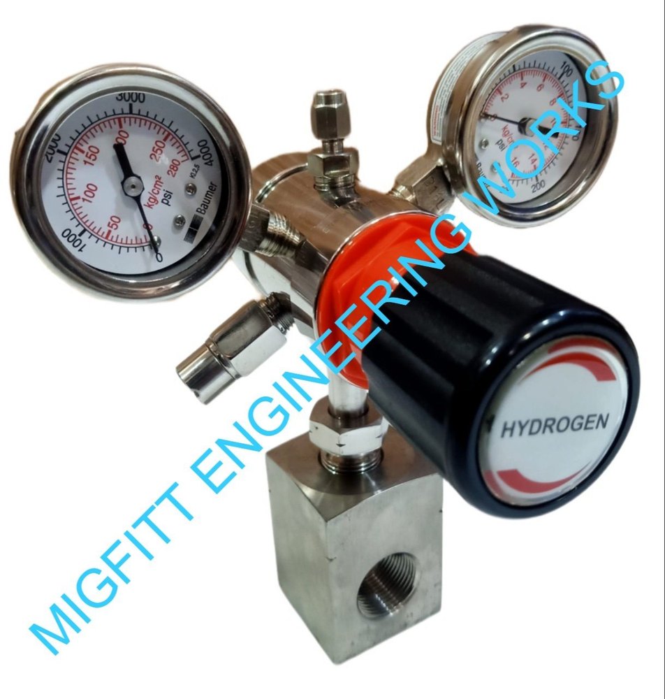 Migfitt Silvery White Hydrogen Gas Pressure Regulator, For Industrial