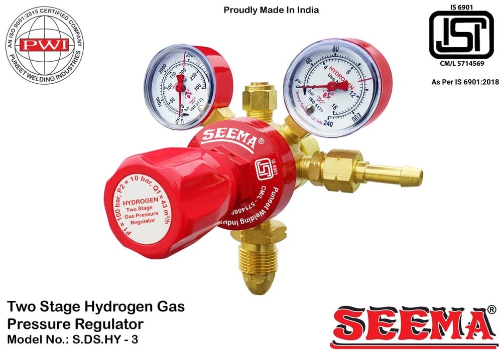 Seema Forged Brass Two Stage Hydrogen Gas Pressure Regulator, For Industrial