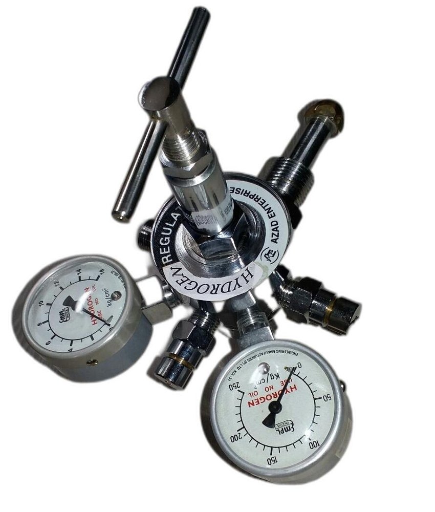 Azad Silvery White Two Stage Twin Gauge Hydrogen Regulator, For Industrial