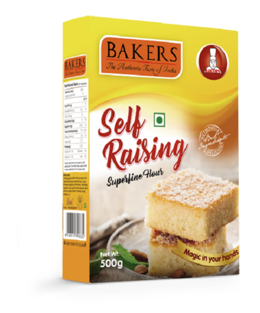 Box White BAKERS SELF RAISING superfine flour, Powder, Packaging Size: 500g
