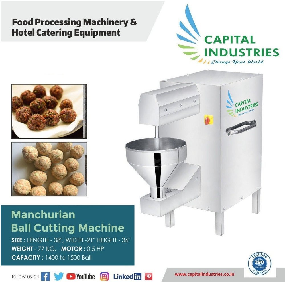 Round Manchurian Ball Cutting Machine, For Comercial, Capacity: 1400 To 1500 Nos/Hour