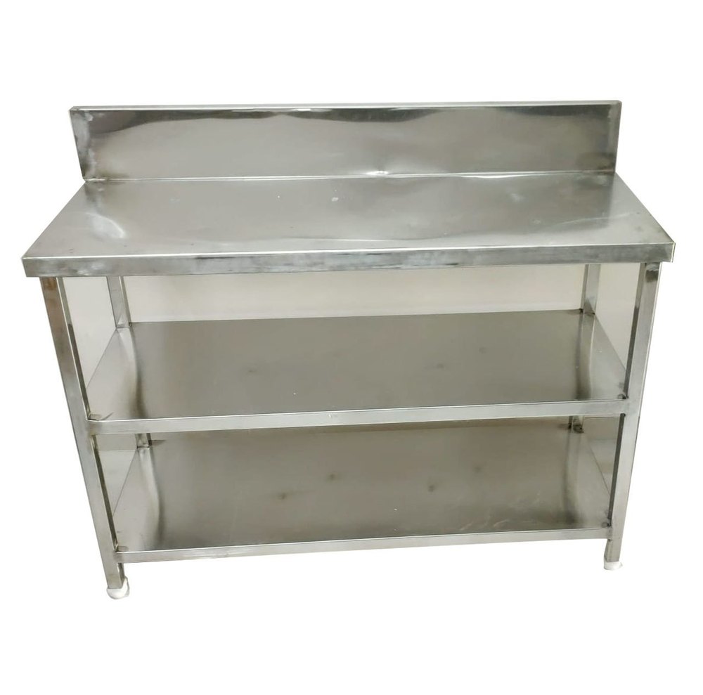 Silver Powder Coated Stainless Steel Vegetable Cutting Table, For Restaurant, Capacity: 100kg