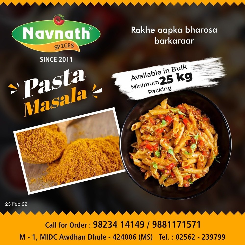 Navnath spices Pasta Masala, Packaging Size: 25 Kg, Packaging Type: PP Bag and Box