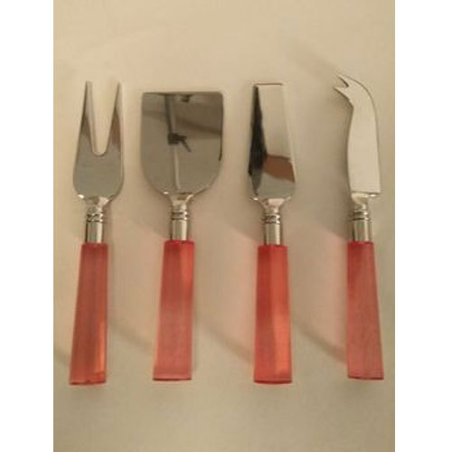 Silver & Red Acrylic Cheese Set, For Household