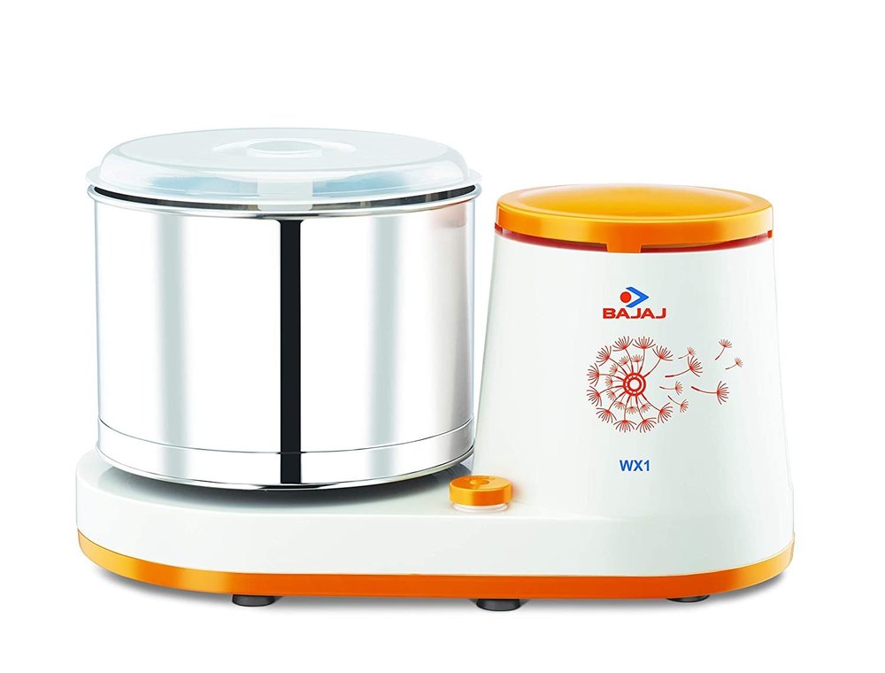 Stainless Steel 2Ltr Bajaj WX1 230-Watt Table Top Wet Grinder (White), 2 L