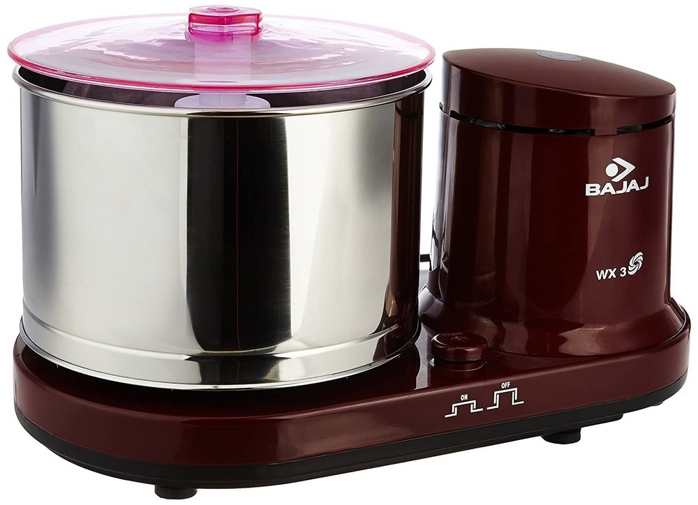 Stone And SS Bajaj WX3 Table Top Wet Grinder, For Grinding, Maroon And Silver