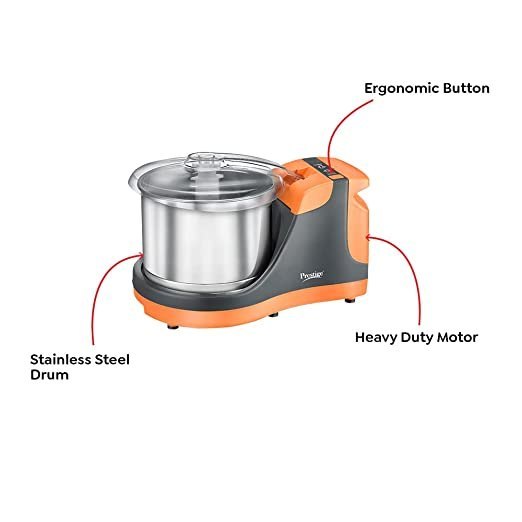 For Domestic 2 L Prestige PWG 10 Wet Grinder with 200 Watts Motor, Multi Color