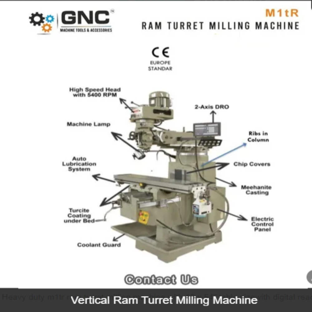 Accucut Cast Iron Vertical Ram Turret Milling Machine, Model Name/Number: Gnc 1054 M1tr, 16 Steps (75-4630)