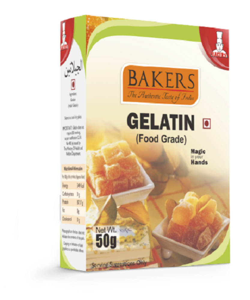 Bakers Gelatin Powder, For Bakery, Packaging Size: 50g