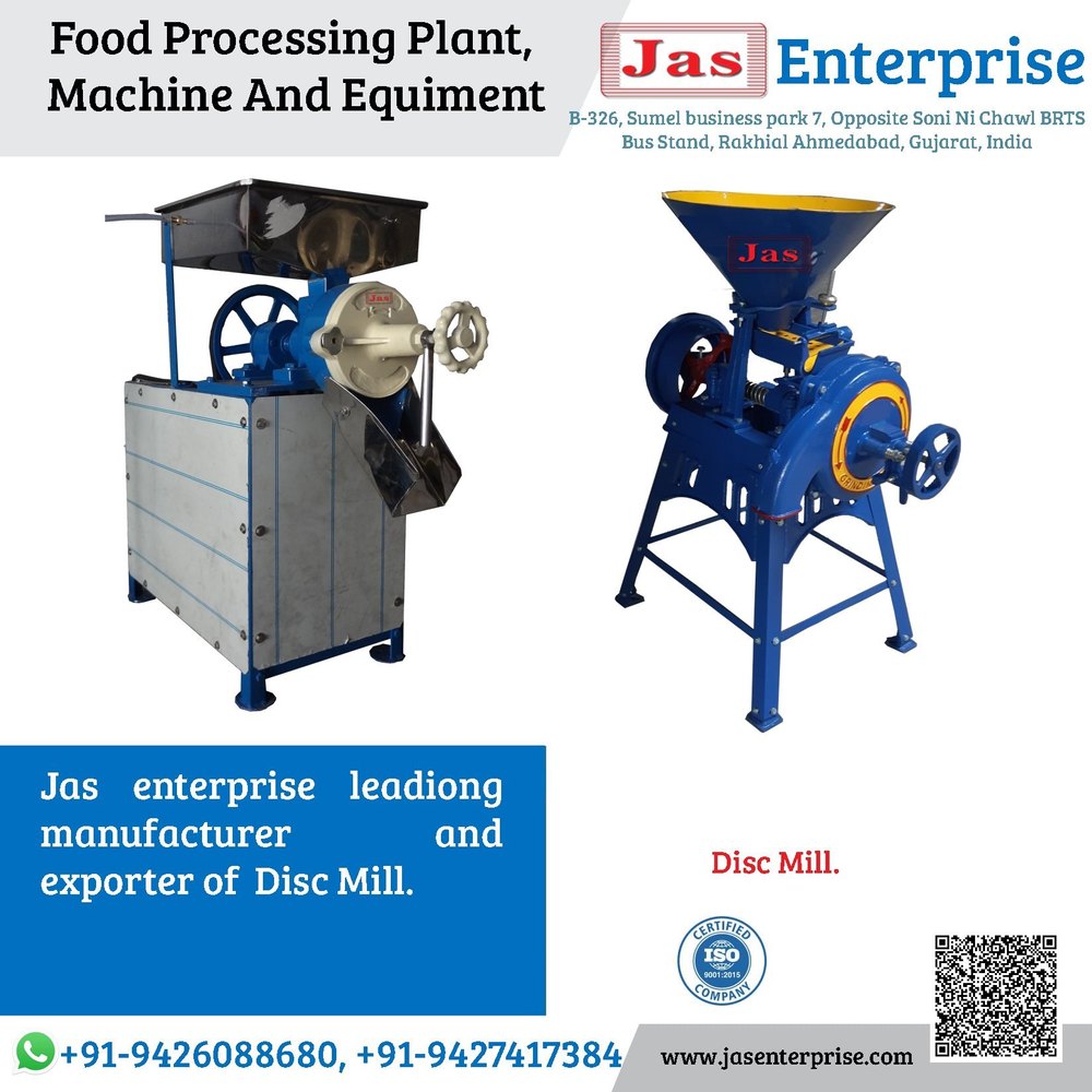 3 HP Mild Steel Disc Mill, Capacity: 2000 kg/Hr