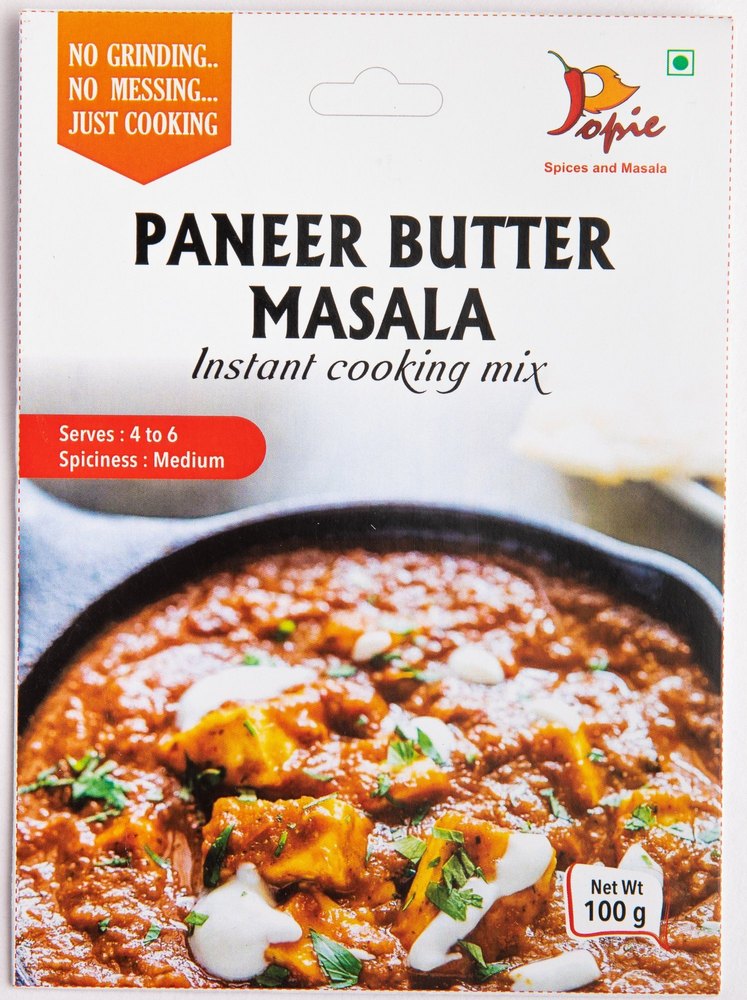 Popie Paneer Butter Masala, Packaging Size: 100 g, Packaging Type: Packets