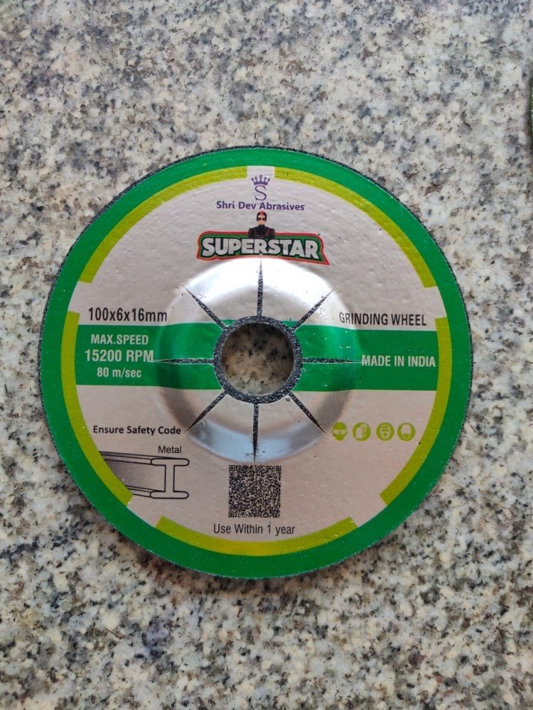 Mild Steel Superstar Grinding Wheel, Size/Dimension: 100x6x16 mm