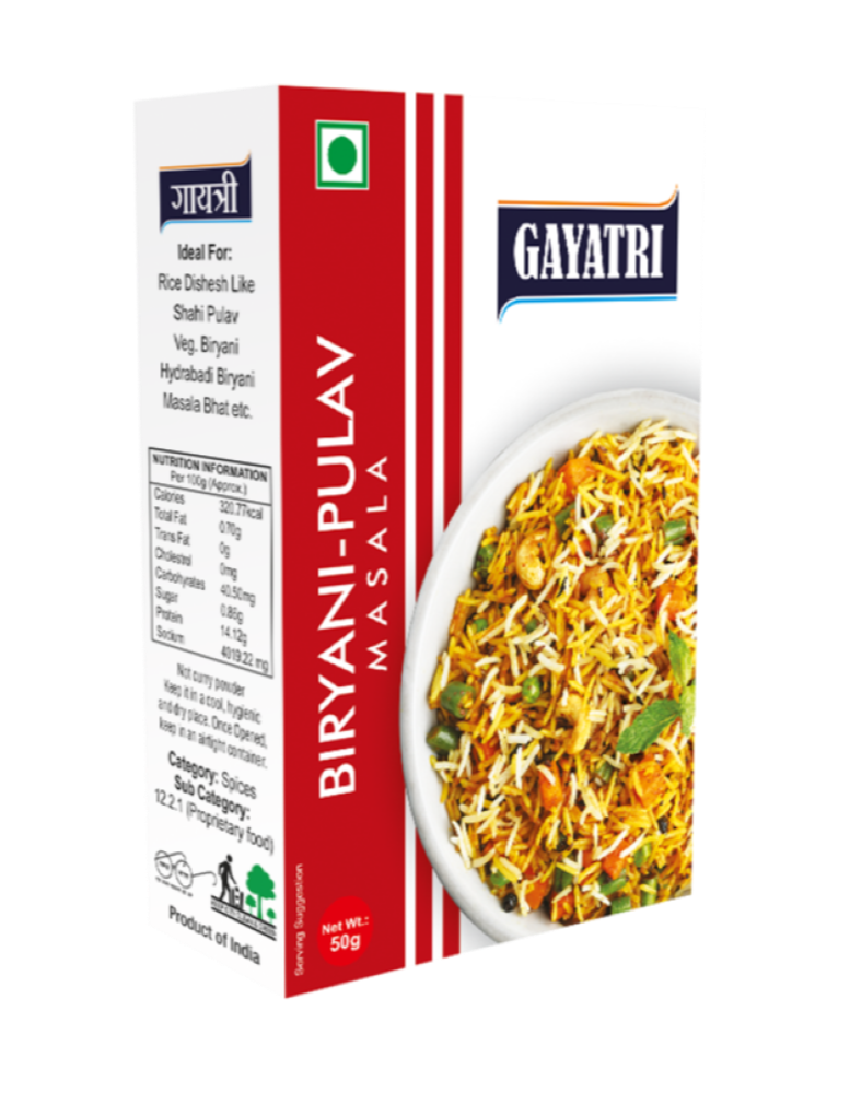 Gayatri Biryani Pulav Masala, Packaging Size: 50 g, Packaging Type: Box