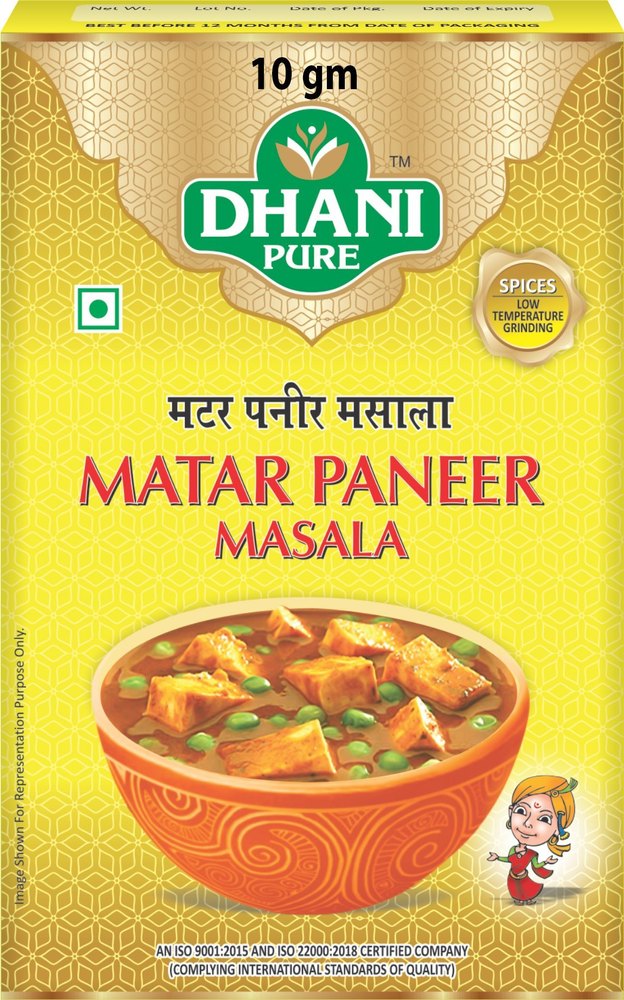 Dhani Pure 10g Matar Paneer Masala, Packaging Type: Box