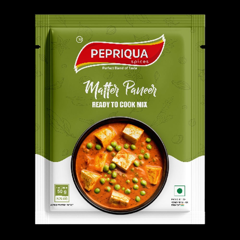 Pepriqua Matar Paneer Masala, Packaging Size: 50gm, Packaging Type: Pouch