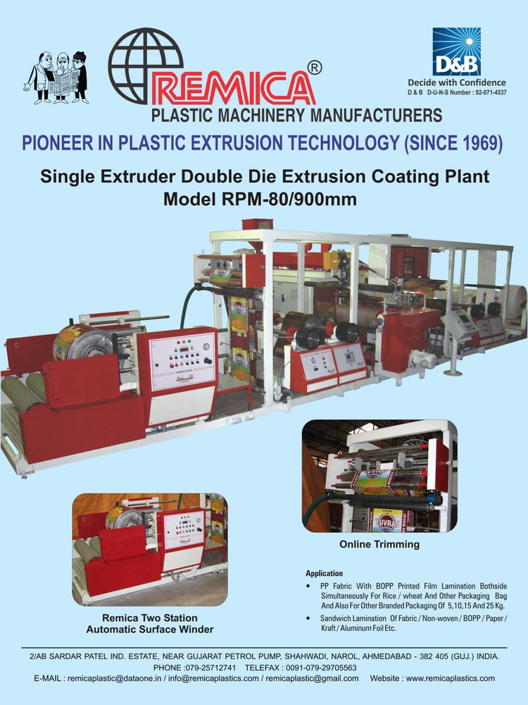 Single Extruder Double Die Lamination Plant