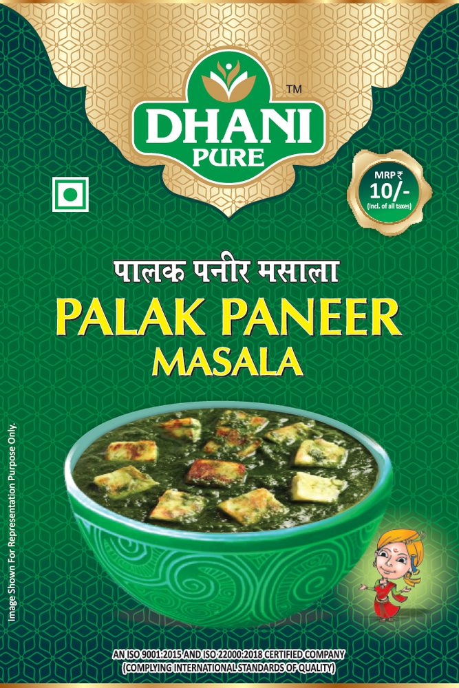 Dhani Pure 12g Palak Paneer Masala, Packaging Type: Box