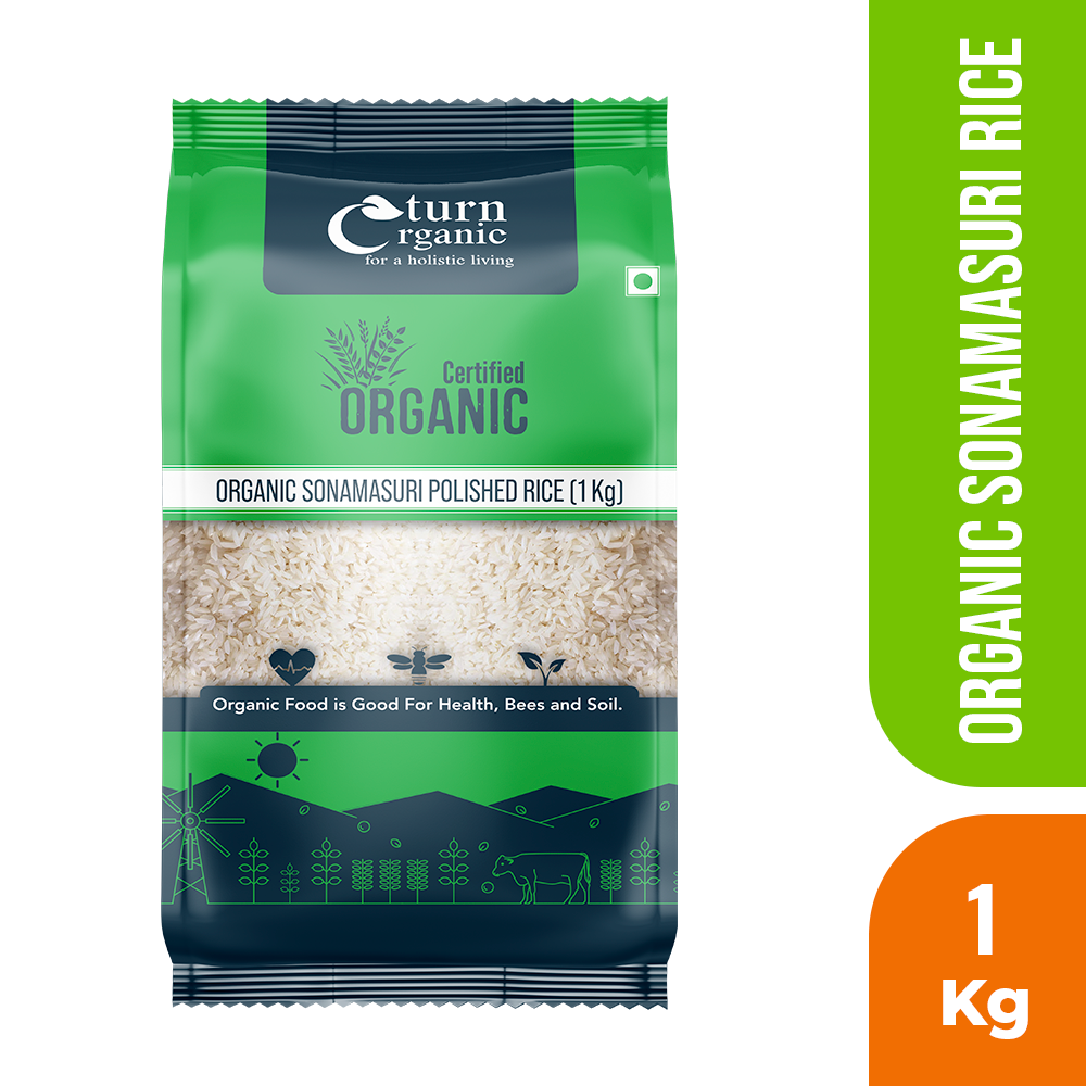 1kg Turn Organic Sonamasuri Polished Rice, Packaging Type: Packet