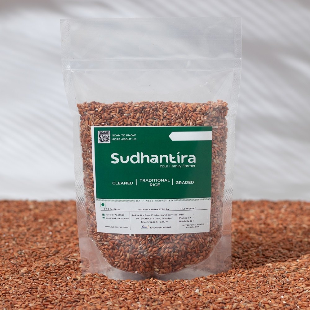 Brown Organic Poongar Rice, Packet