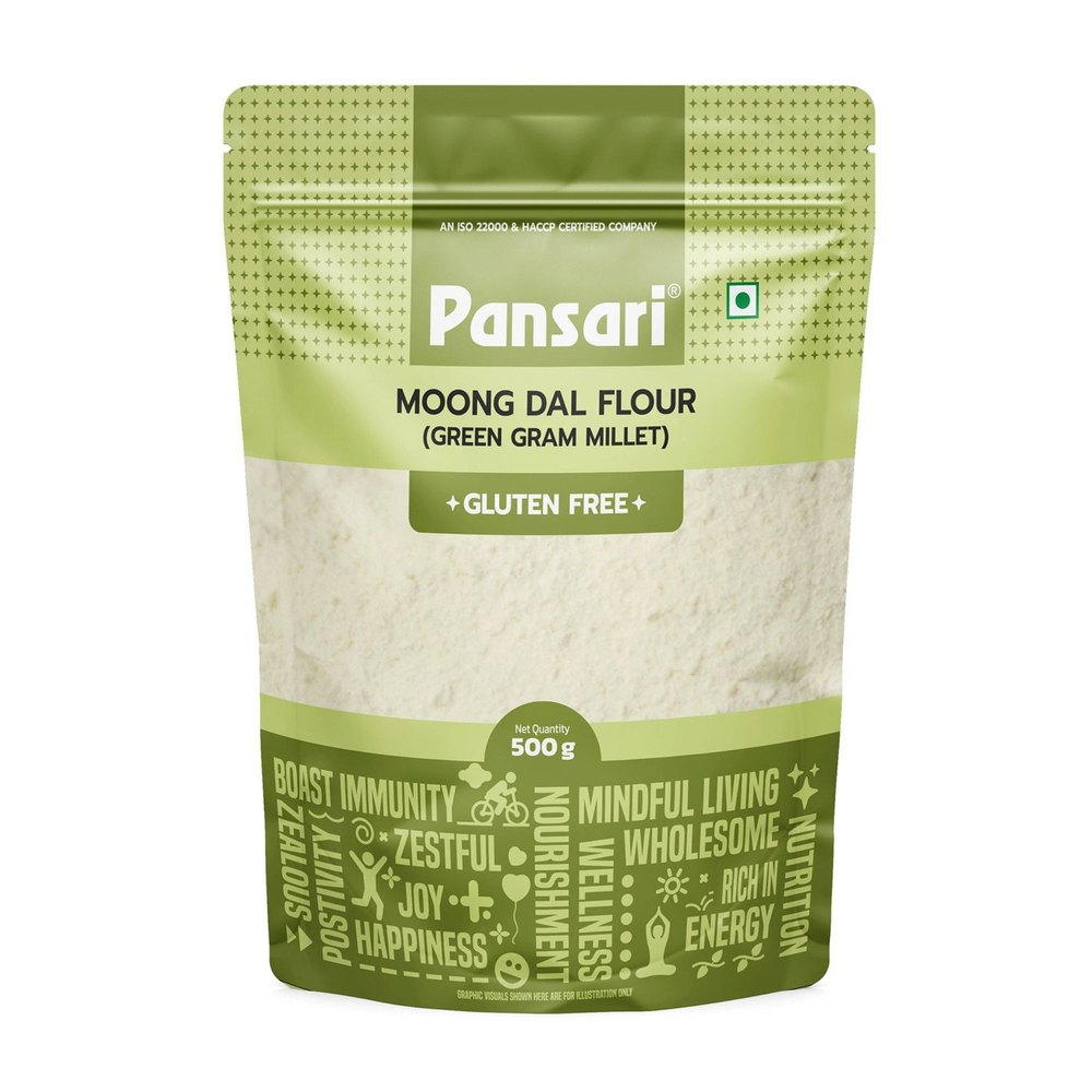 Pansari Indian Moong Dal Flour Atta, 500 Gm, Packaging Type: Zipper Pouch
