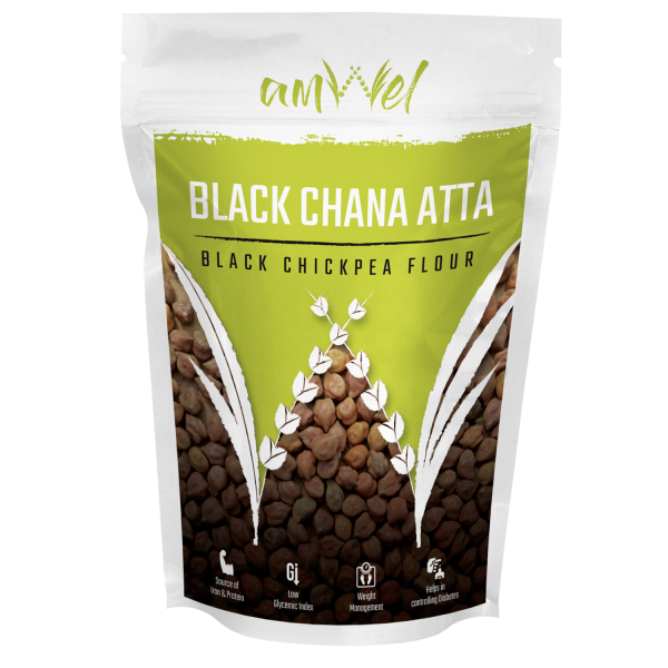 Amwel Black Chana Atta, 500gram, Packaging Type: Pouch