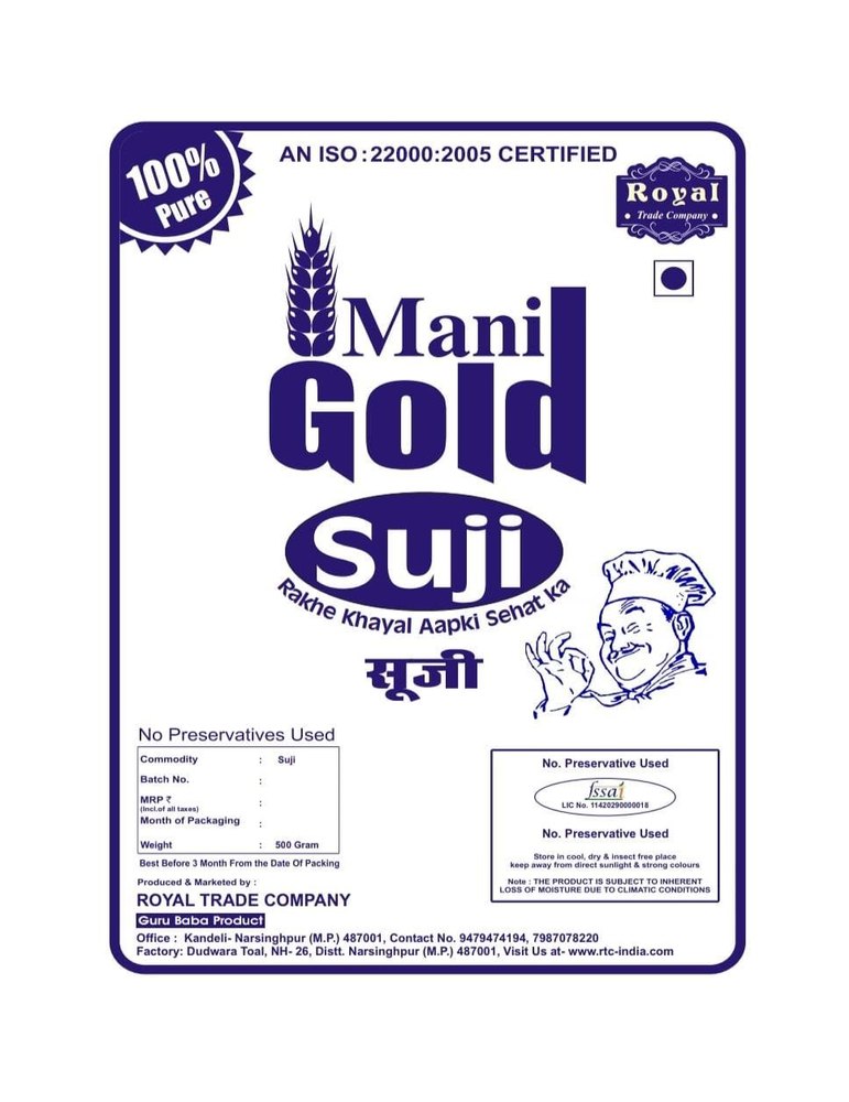 Indian Whole Wheat MANI GOLD SUJI, 50 kg
