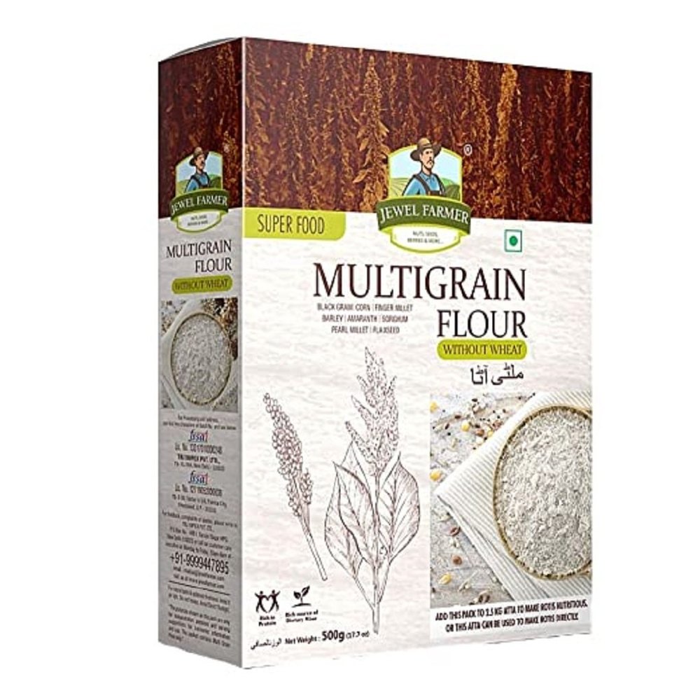 Indian Jewel Farmer Multigrain Flour (Without Wheat) 500g, 500 Gm, Packaging Type: Box